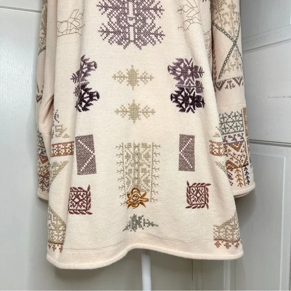 Johnny Was Biya Fenella Embroidered Open Front Cardigan Sweater in Alabaster - Picture 10 of 15